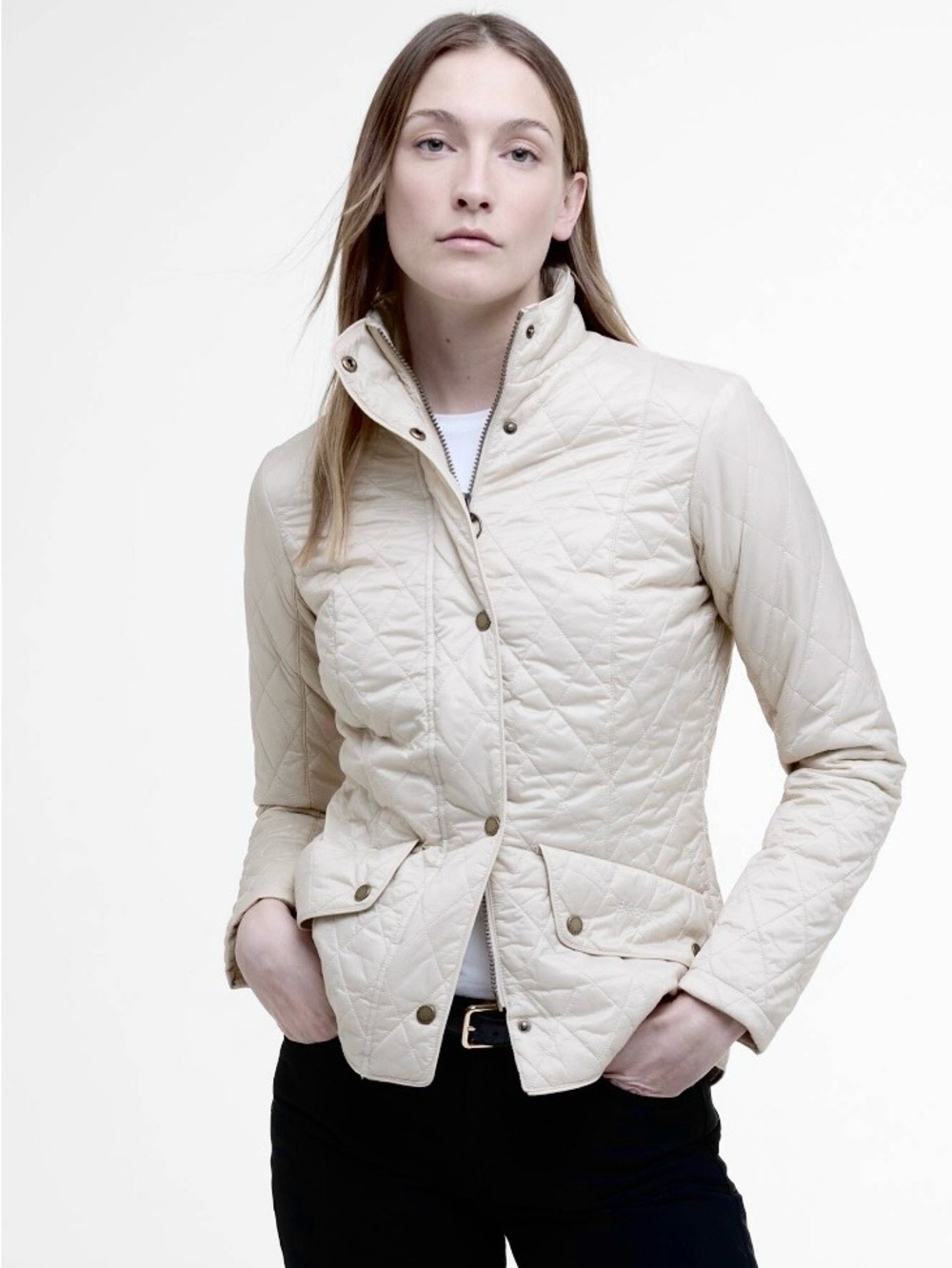 Barbour Flyweight Calvary Quilted Jacket Ice White size 4